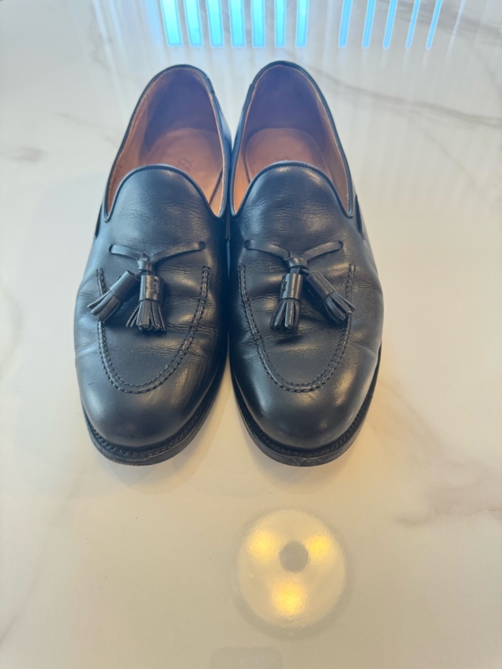 Classic Black Leather Tassel Slip-On Loafers for Men